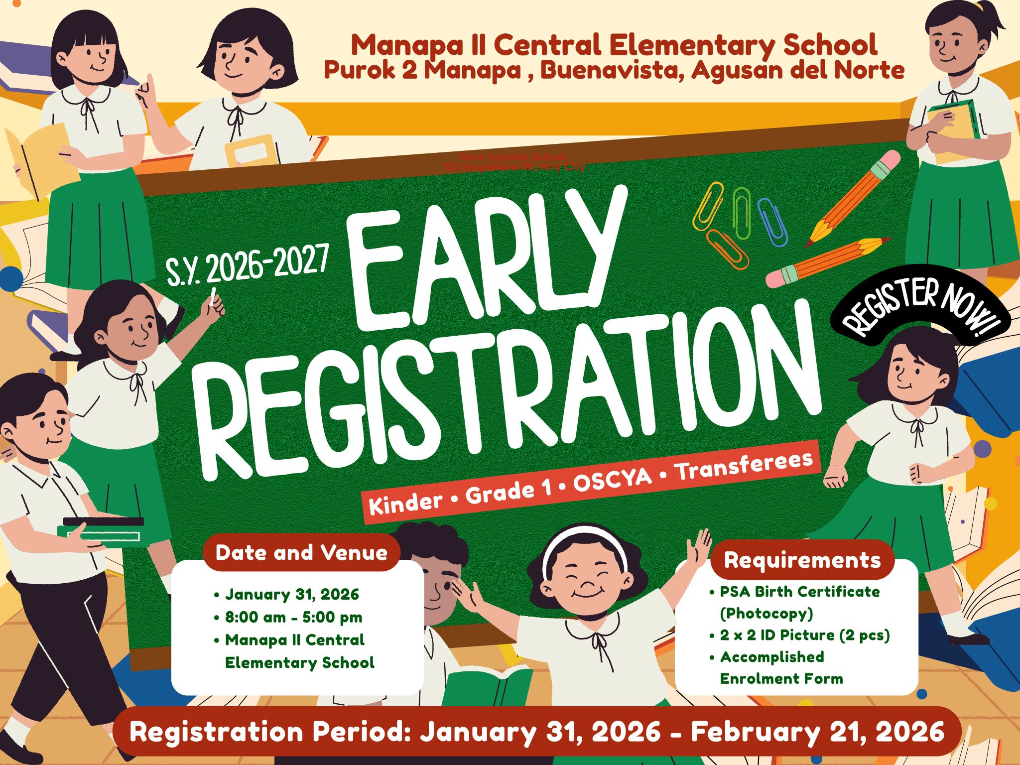 Manapa II CES - 📣 EARLY REGISTRATION PARA SA S.Y.... | Facebook
