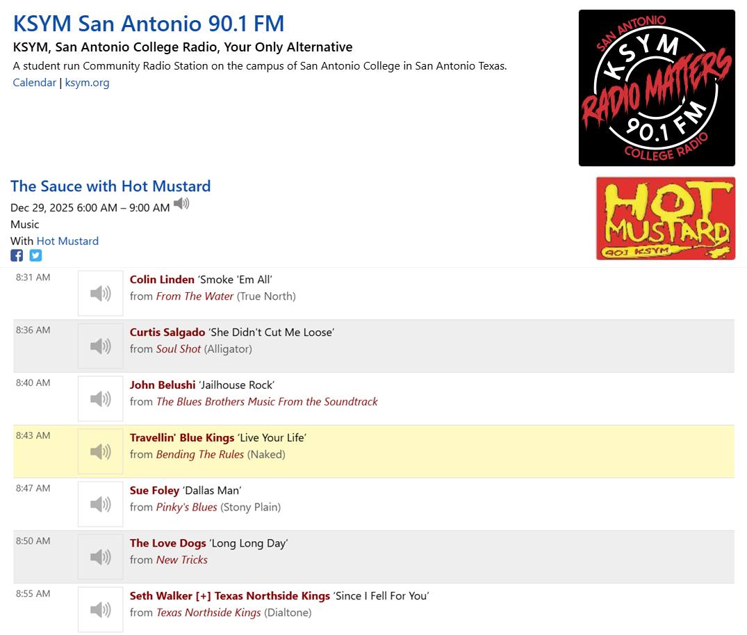 Travellin' - our previous album on air on KSYM Radio in the US ...