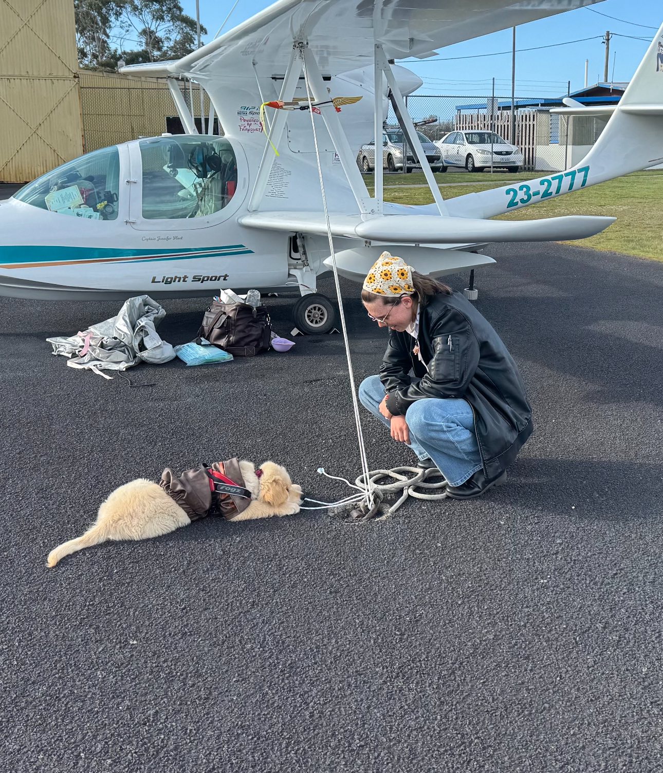 Wing - Bella helping untie the aeroplane | Facebook