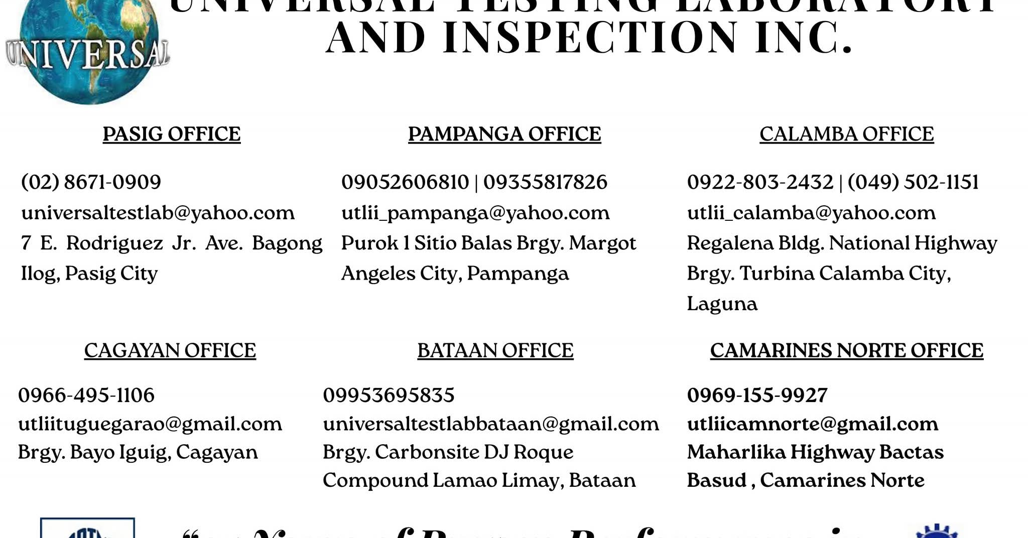 Universal Testing Laboratory and Inspection Inc. | Pasig