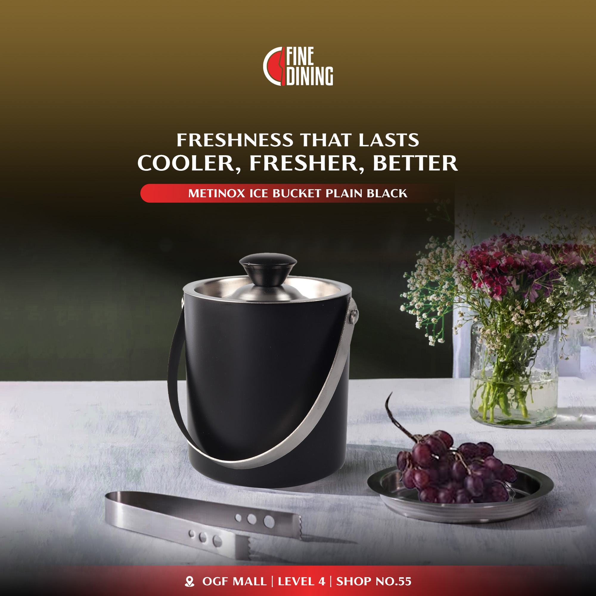 Fine - The Metinox India Plain Black 1L Ice Bucket brings ...