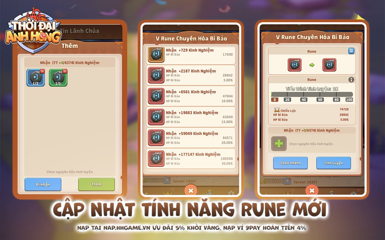 Thời - ⚔️ CẬP NHẬT TÍNH NĂNG RUNE MỚI – TINH LUYỆN VÀ CẢI TIẾN ⚔️ Chào ...