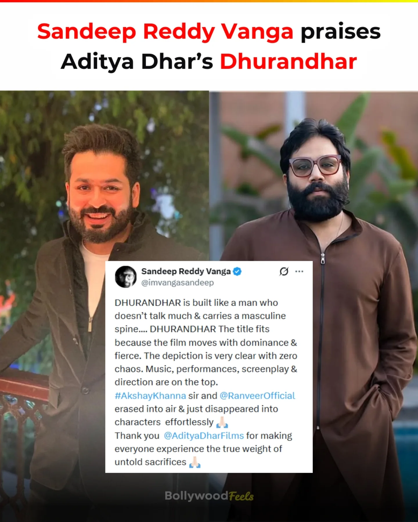 Bollywood Feels - King recognizing King! 👏 Sandeep Reddy... | Facebook