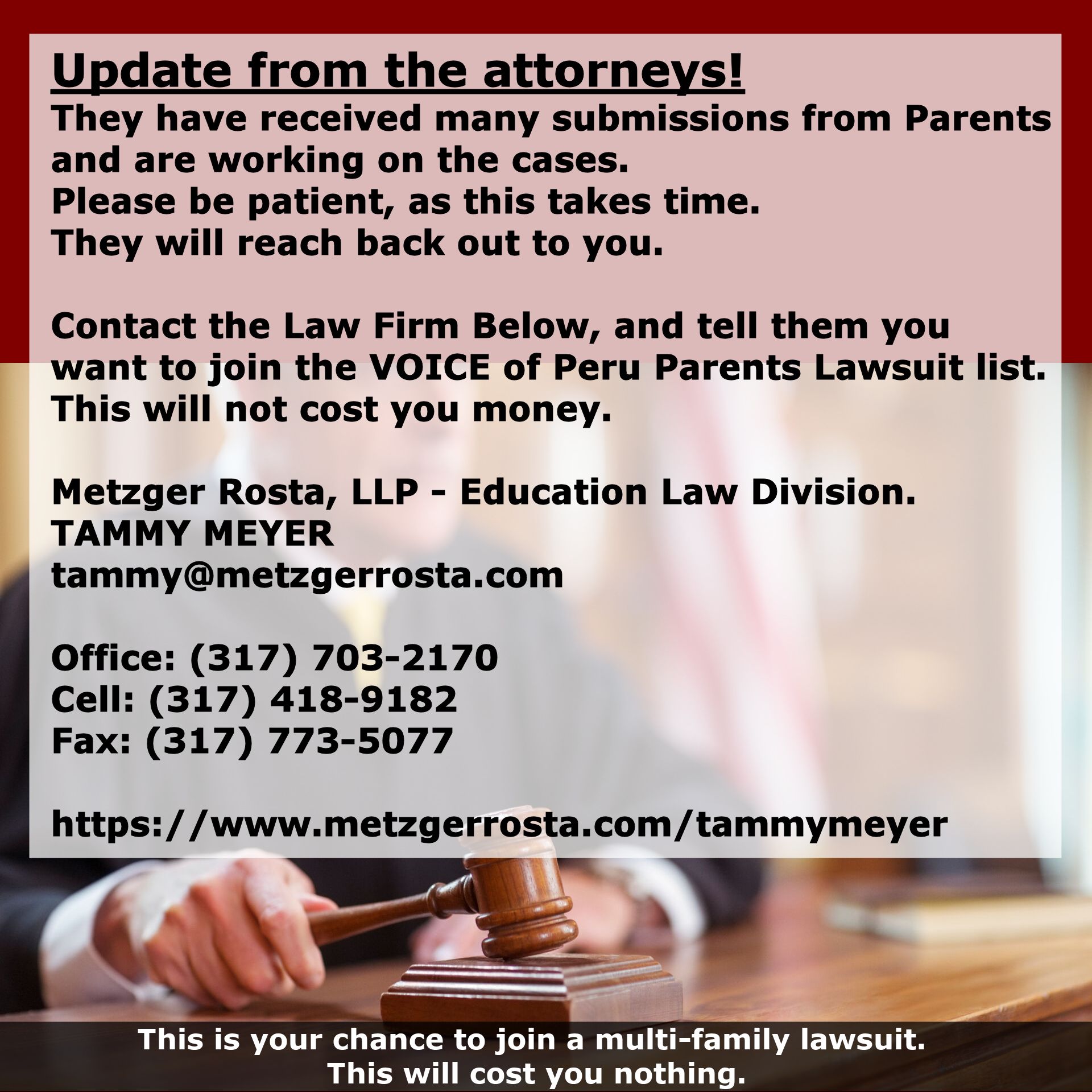 Update from the attorneys! They... - VOICE of Peru Parents | Facebook