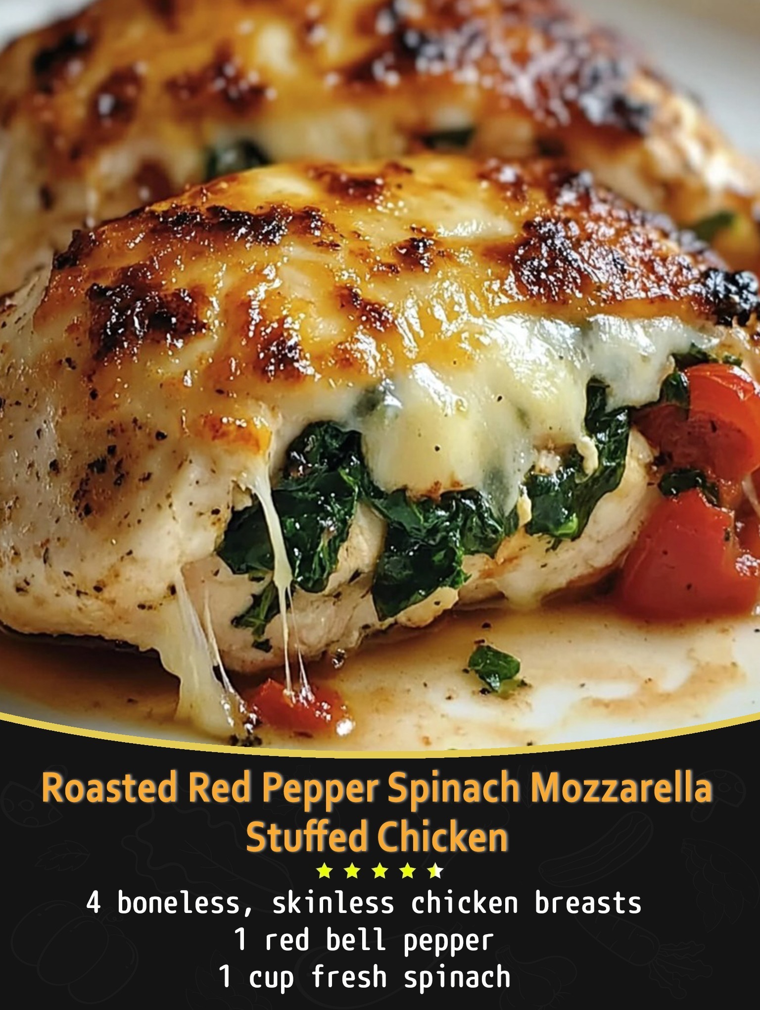 Cook - Roasted Red Pepper, Spinach, and Mozzarella Stuffed Chicken 🔥🔥🔥 ...