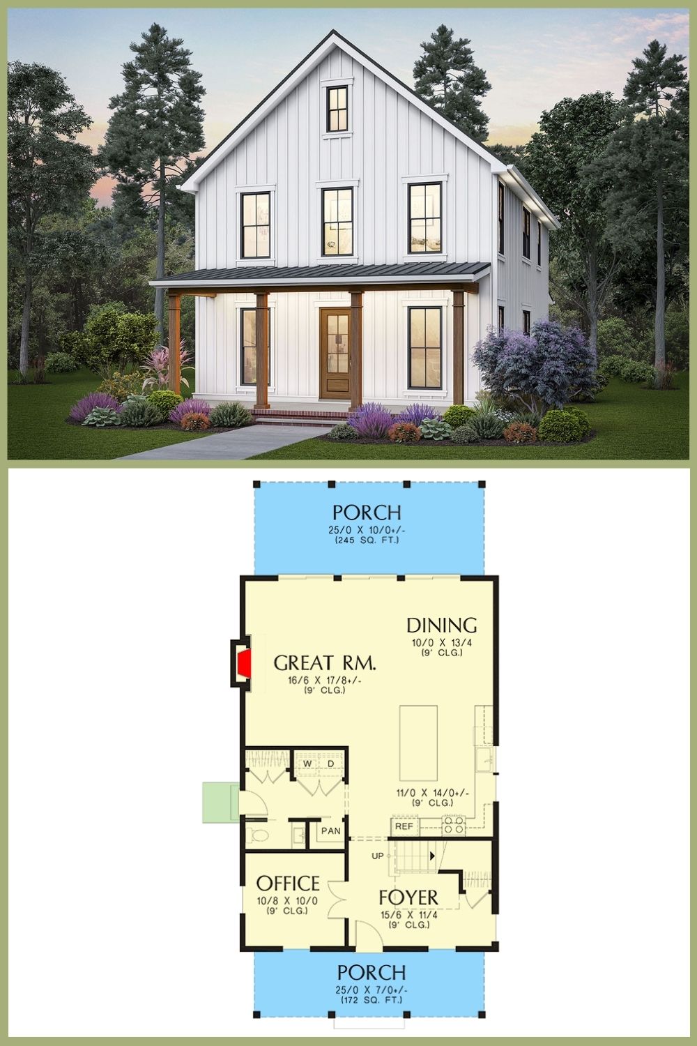 Plan - Farmhouse Style 2,124 Sq Ft. 3-Bedroom 2-Story House. Tour this ...