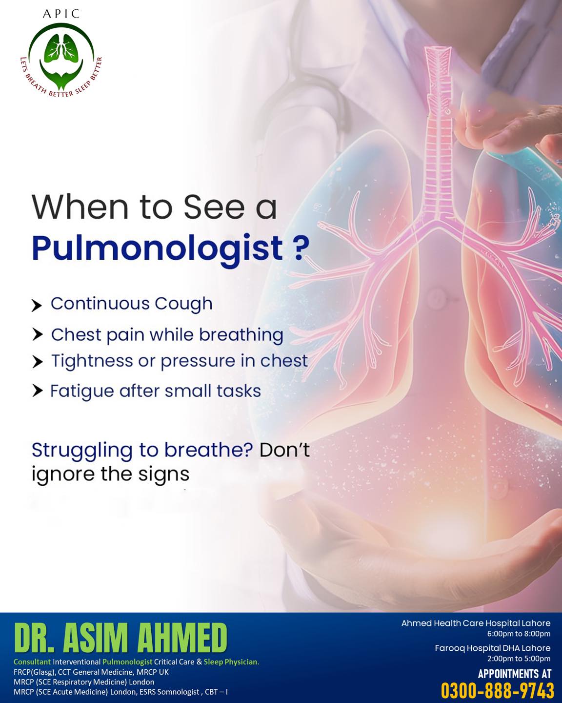 Dr. Asim Ahmed - Consultant Pulmonologist | Lahore