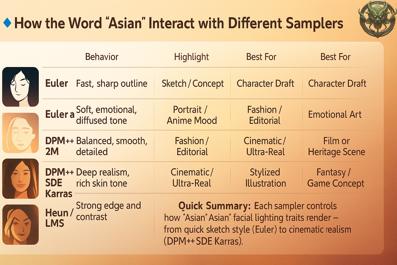 ยักษา - 5️⃣ ความสัมพันธ์ของคำ “Asian” กับ Sampler 🔸 Euler 🔹 พฤติกรรม ...