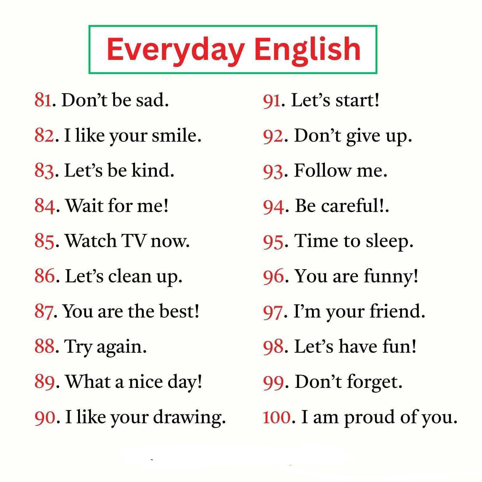 Everyday English phrases for conversation practice