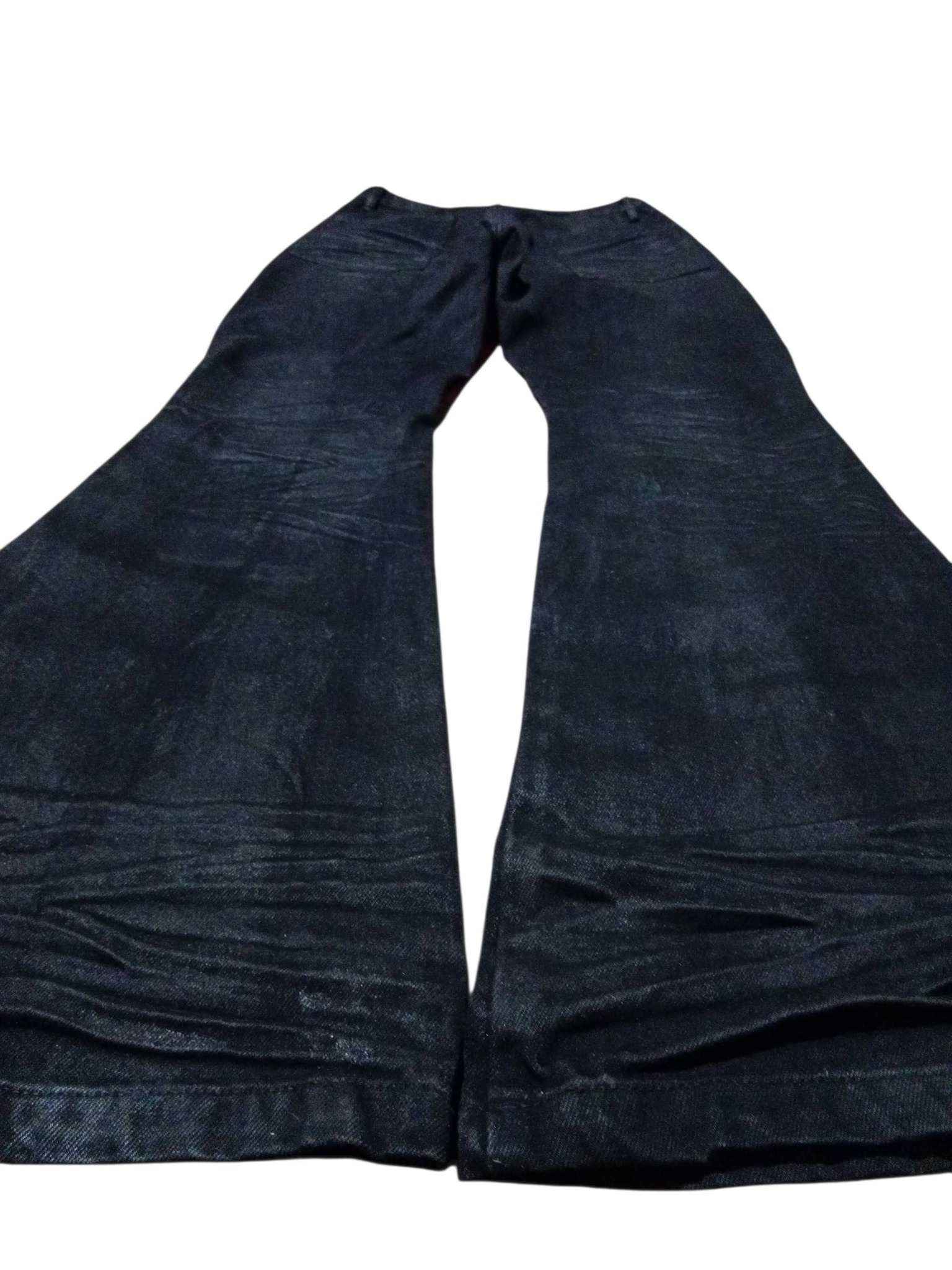 Gothic metal waxed flare jeans for sale