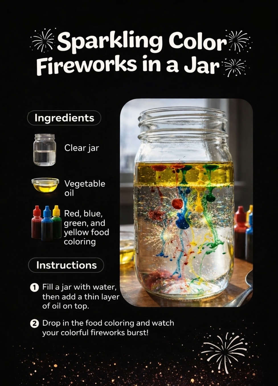 Busy - 🎆 Sparkling Color Fireworks in a Jar – Simple Science Magic! 🎨 🎨 ...