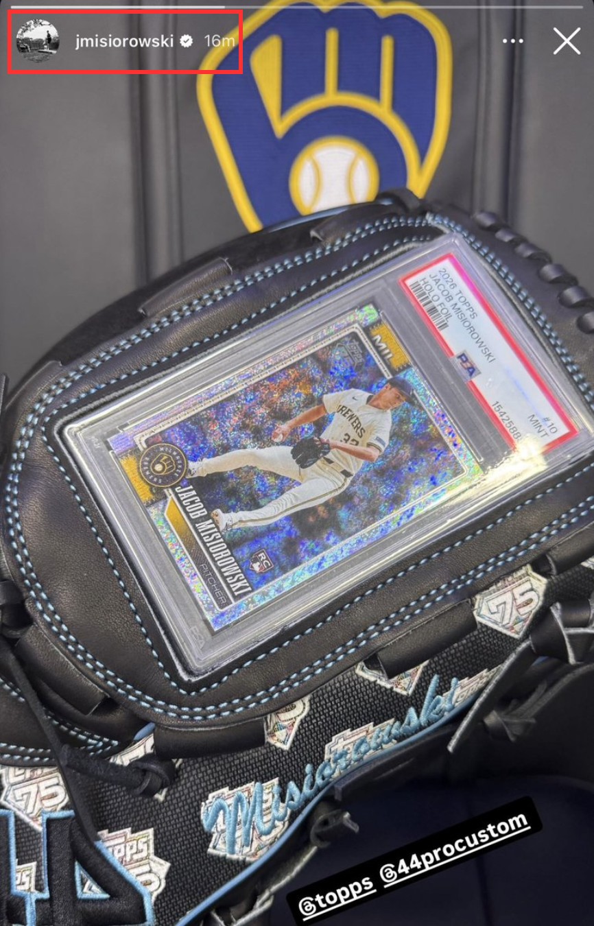 Jacob Misiorowski just revealed this glove with his rookie card