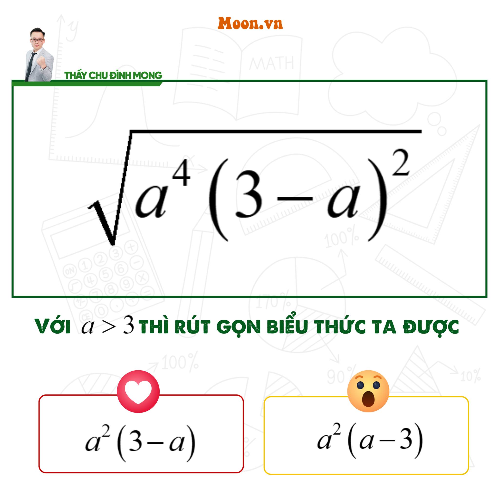 Thầy - Với a>3 thì rút gọn biểu thức ta được? | Facebook