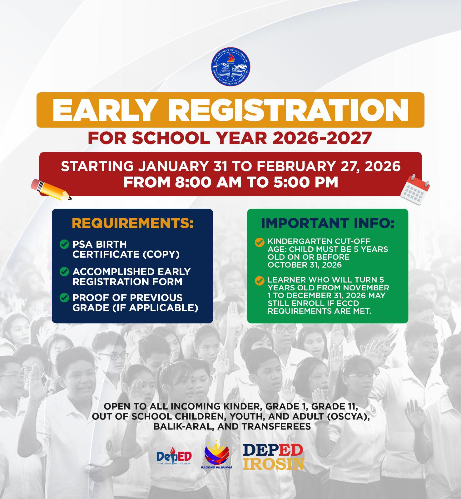 DepEd - EARLY REGISTRATION for School Year 2026-2027 is here! Starting ...