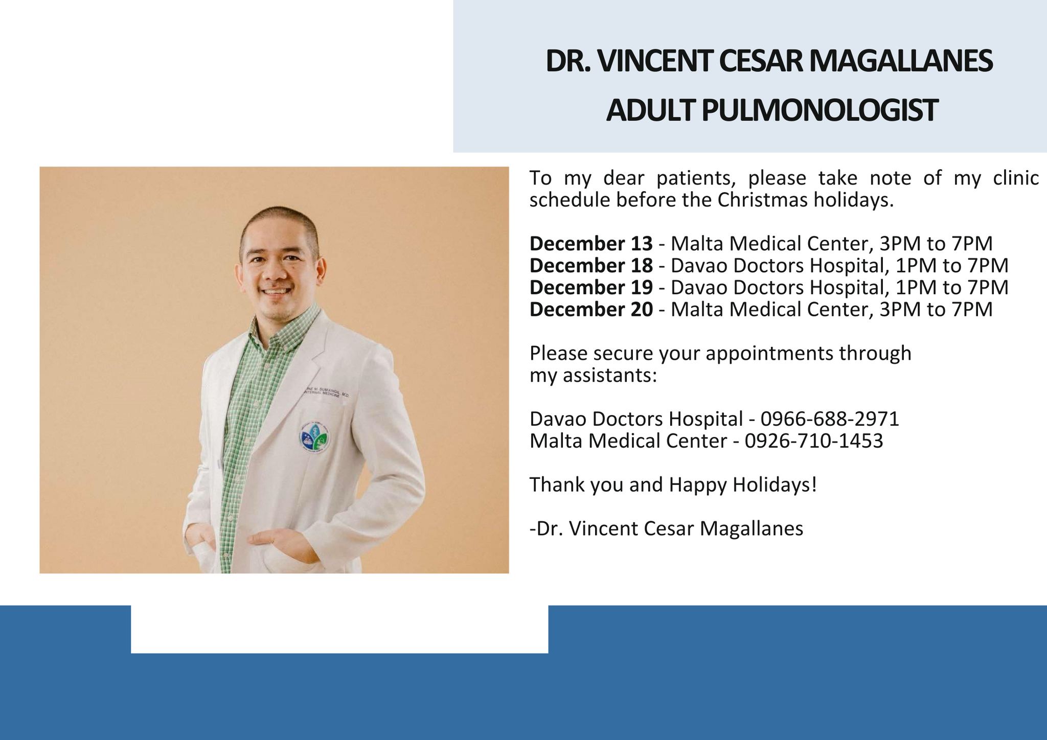 Dr. Vincent Cesar Magallanes - Pulmonologist Davao City | Davao City