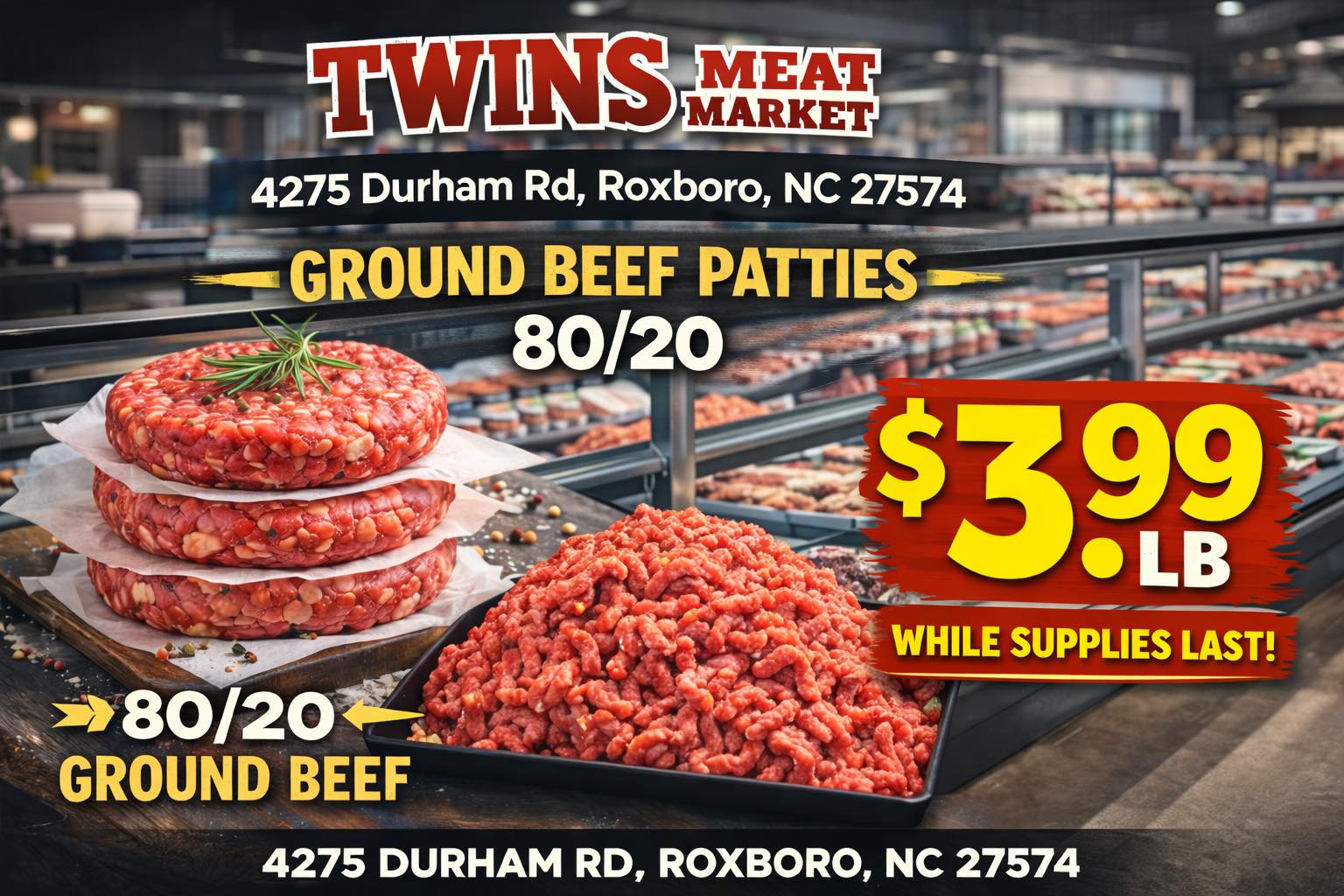 Twins - We are doing a special on our ground beef and ground beef ...