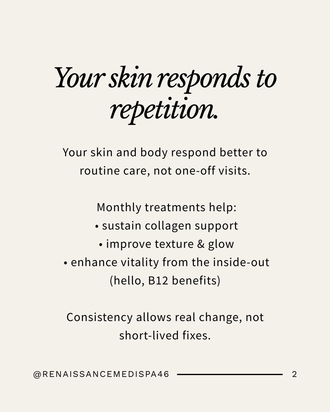 True care isn't rushed: it's maintained. Our membership plans help you build a consistent routine with monthly treatments, meaningful savings, and benefits like a complimentary B12 injection to support skin, body, and