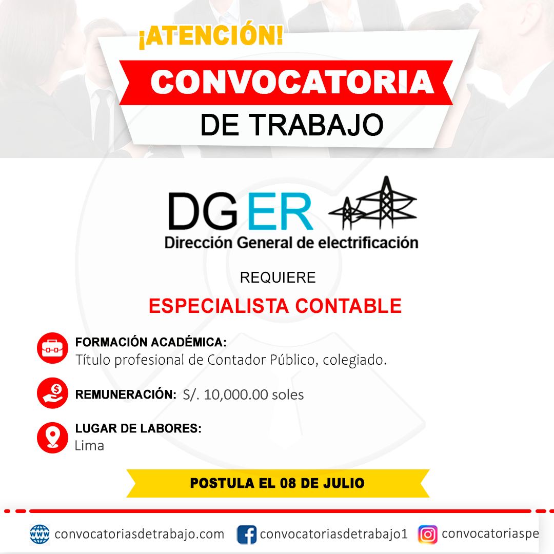 Convocatorias - NUEVO 🎯 Convocatoria de Trabajo en: ELECTRIFICACION ...