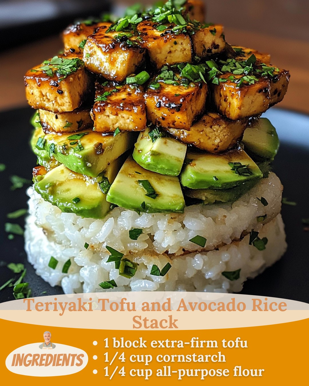 Andrew - Honey Lime Teriyaki Tofu and Avocado Rice Stack Ingredients ...