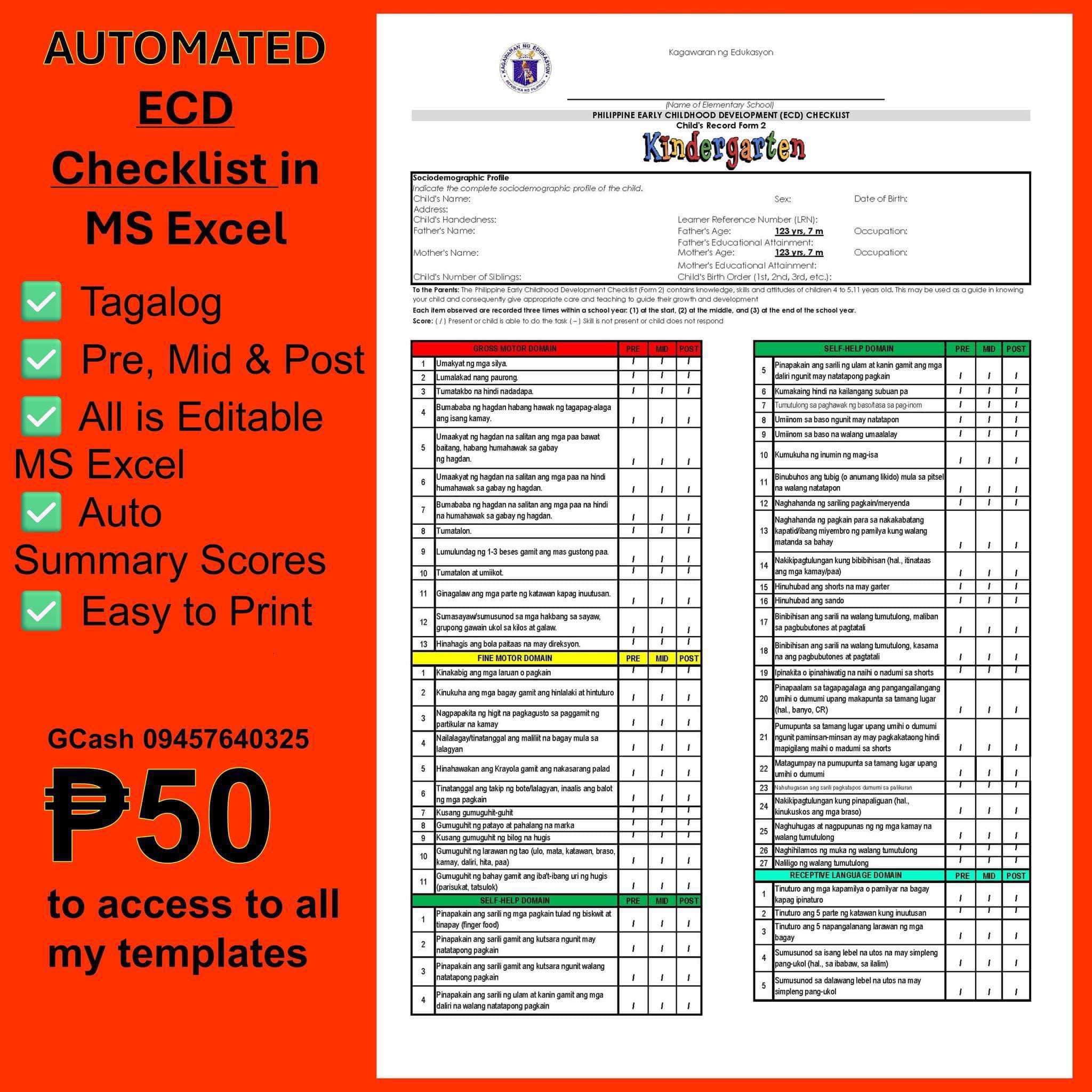Kindergarten Teacher Ako | 🔥AUTOMATIC ECD Checklist Card for | Facebook