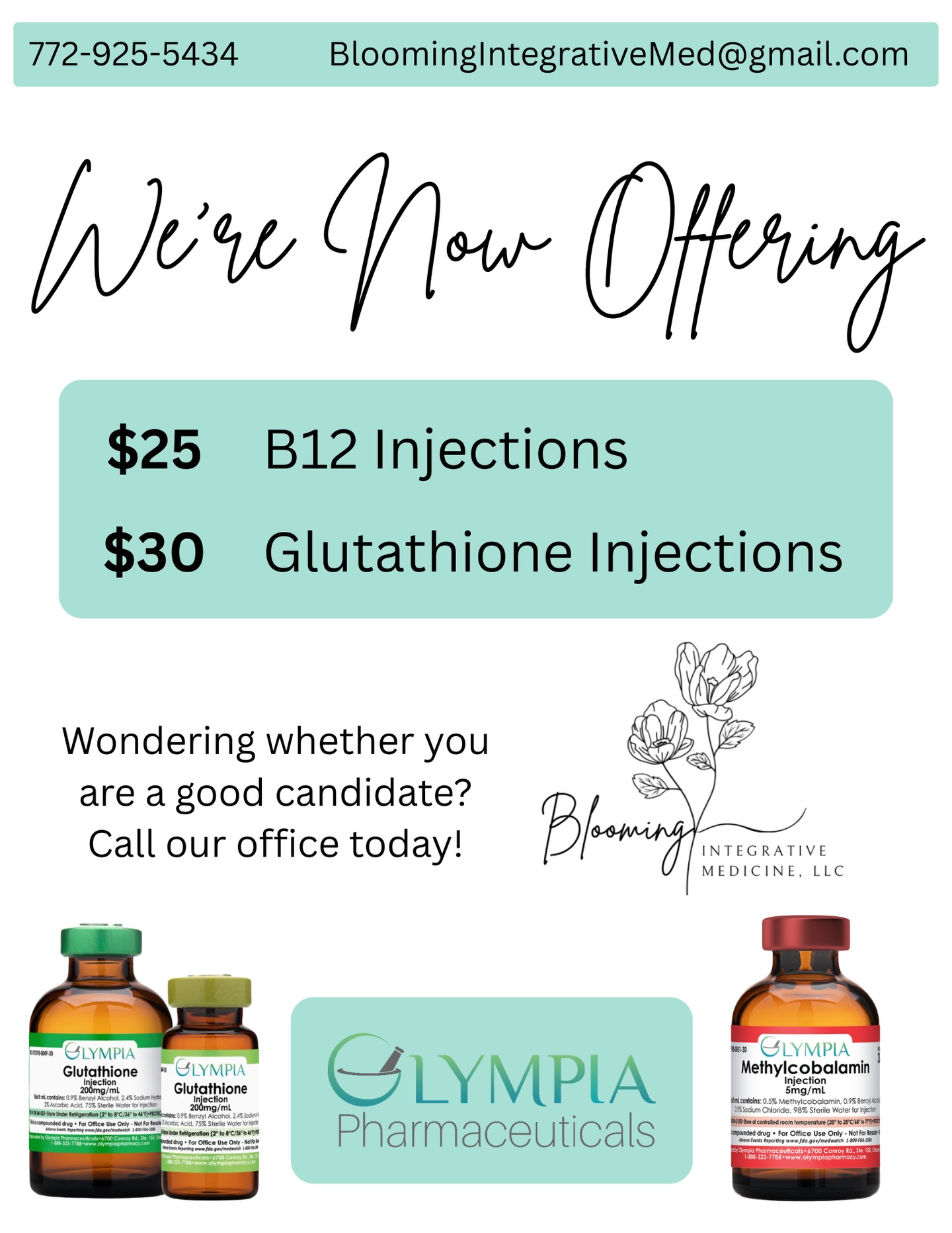 With a new month comes new things! Happy February! Wishing you a month of hope, courage, and unwavering strength.🌷 Now that we are offering: 💚B12 Injections 💚Glutathione Injections You can level up