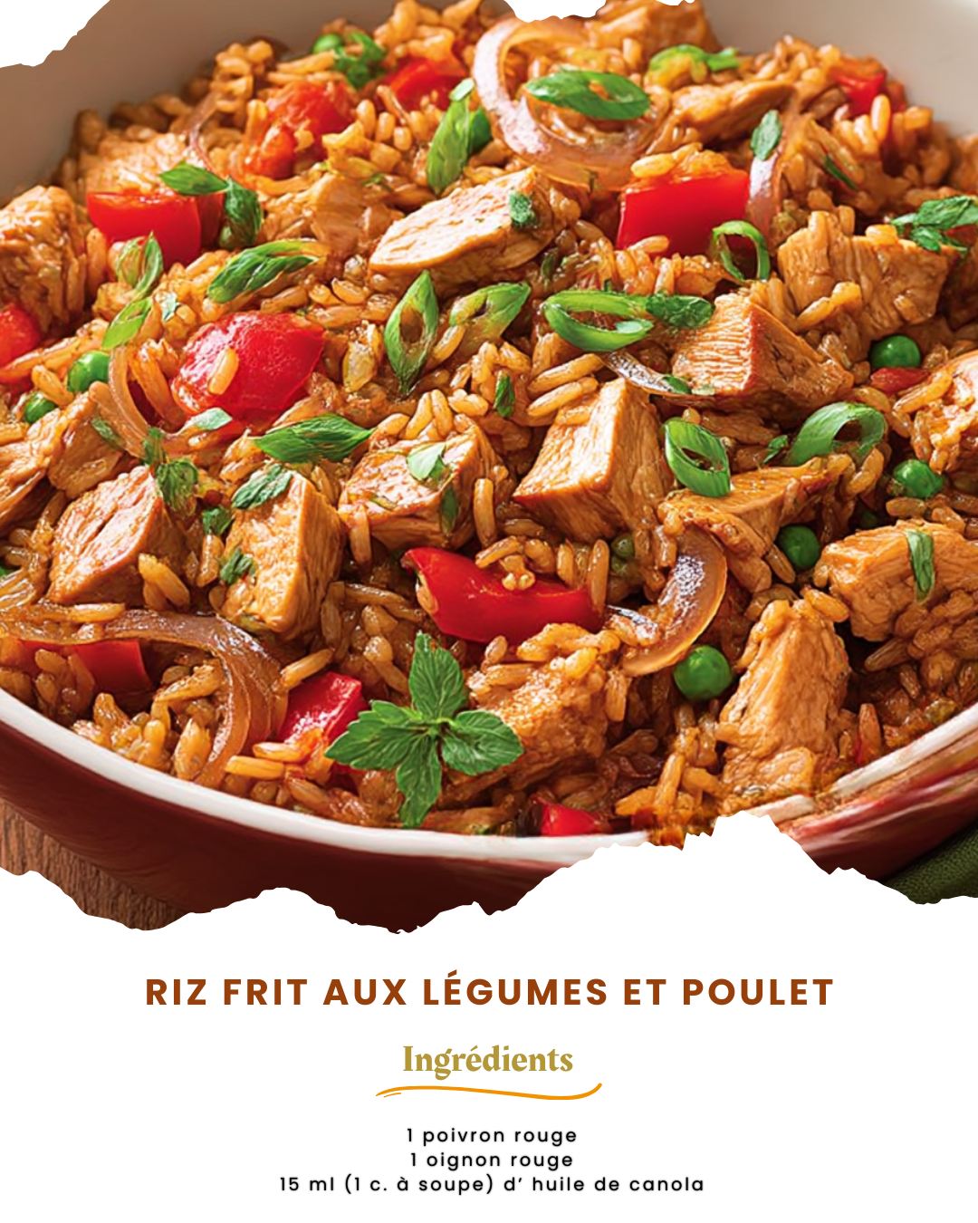 Recettes - Riz frit aux légumes et poulet Ingrédients 1 poivron rouge 1 ...