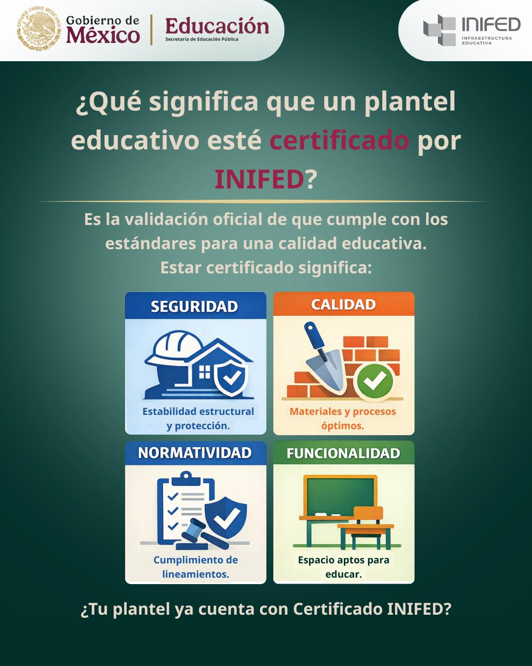 INIFED México - ¿Sabías que la certificación del INIFED va... | Facebook