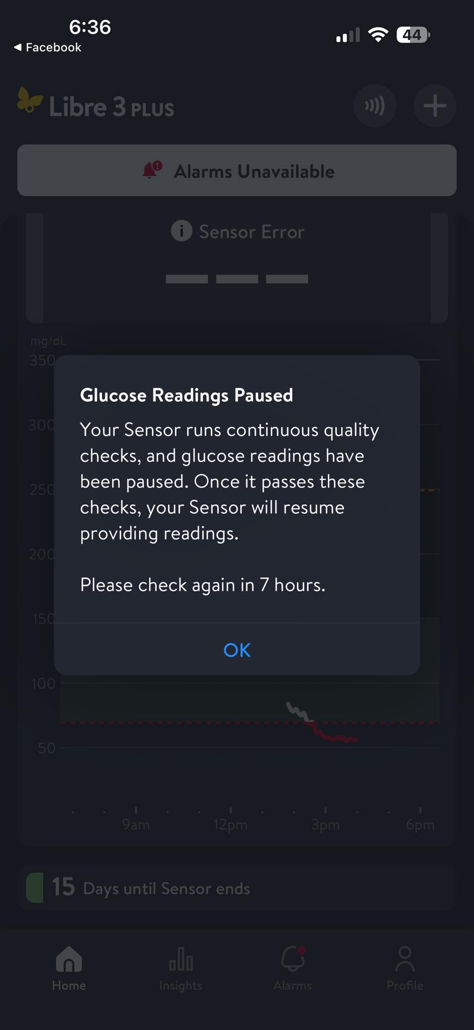 Why did my Freestyle Libre glucose readings pause?