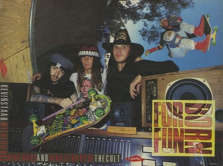 Kevin Staab and Ian Astbury in 1988 Sims skateboards ad