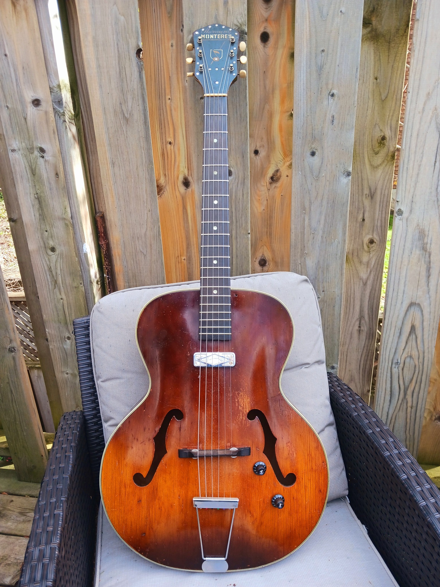 Restored 1950s Harmony Monterey guitar