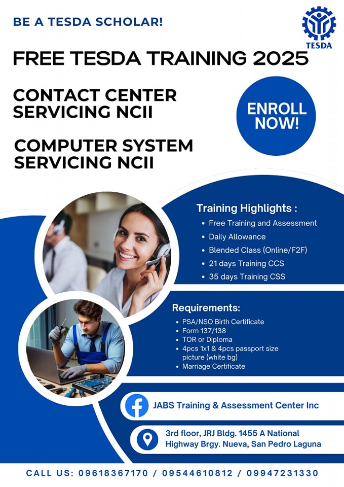 Accredited TESDA Trainers, Assessors, Training, & Assessment Centers Ph ...