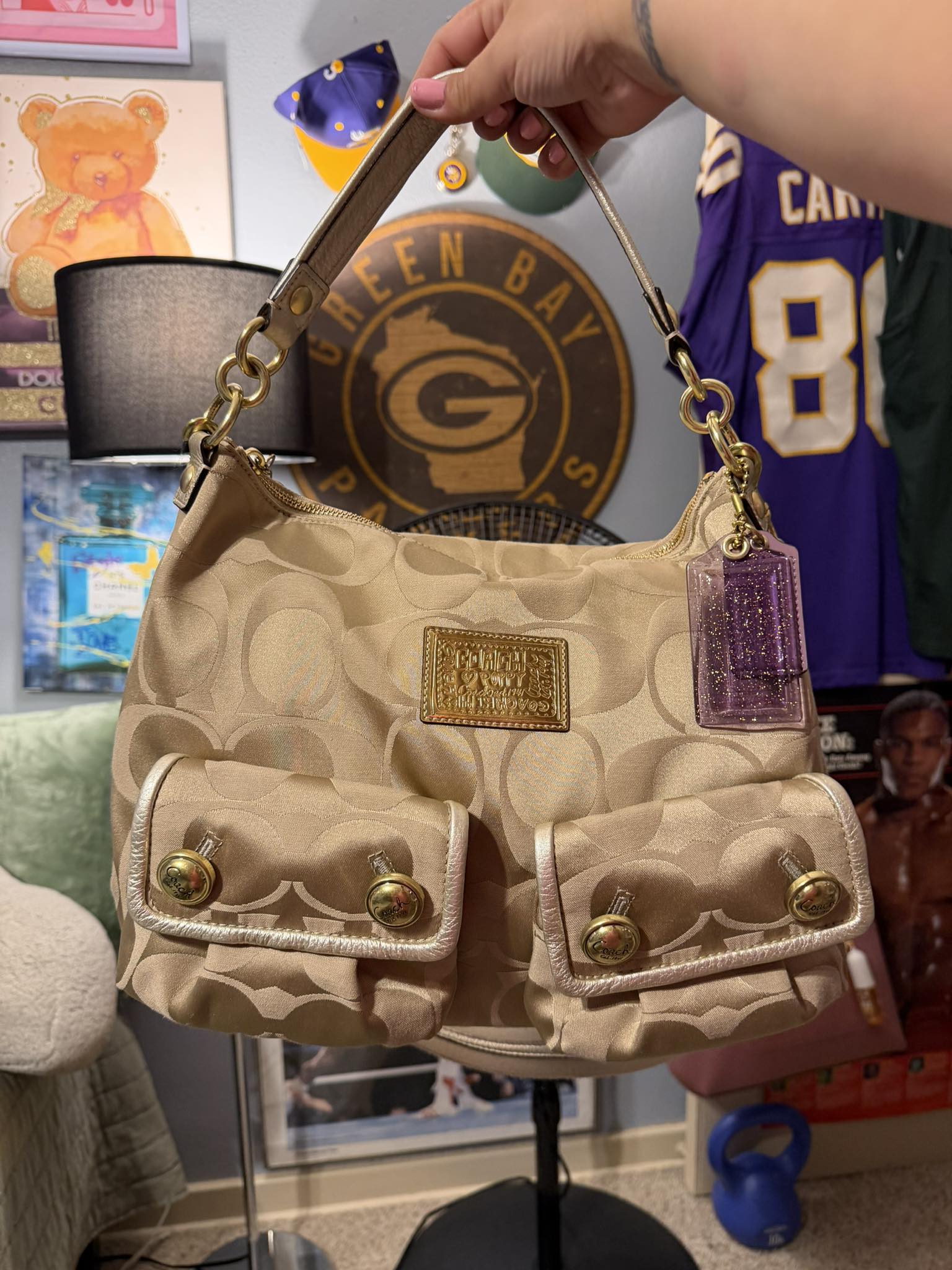 Coach signature shoulder bag with turnlock COACH Rare Turnlock 