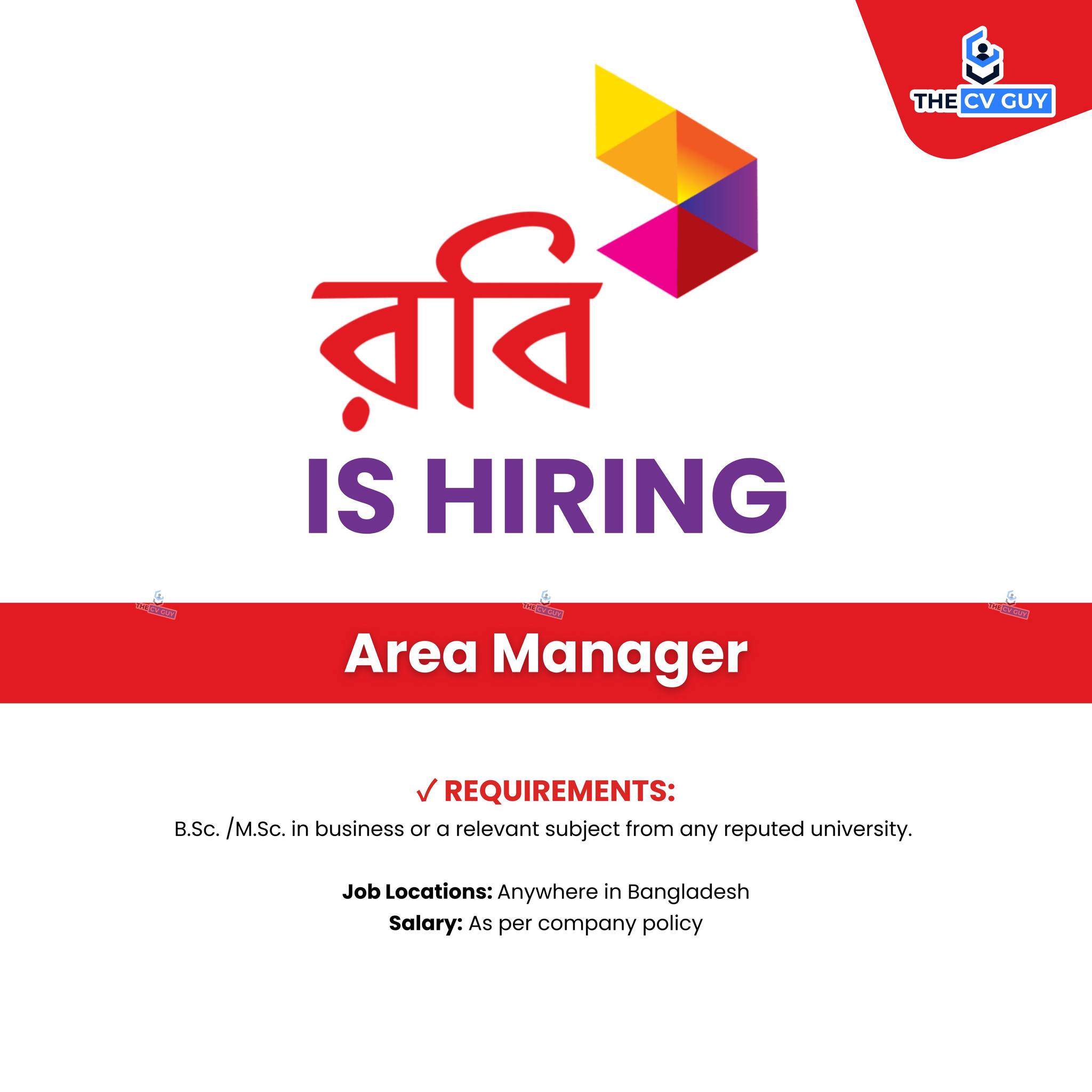 Robi is Hiring Area... - Daily Job updates - The CV Guy | Facebook