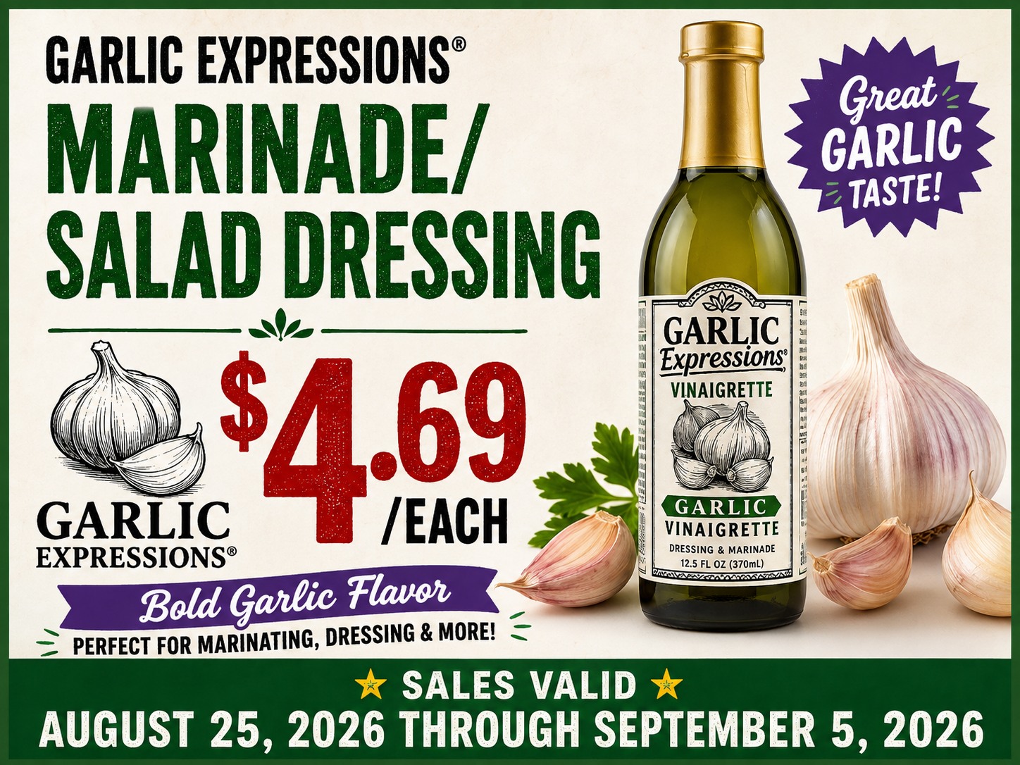 garlic expressions dressing Vinaigrette Marinade/Salad $4.69/each size:FR 48 HOW TO NAVY BLUE wholesale fashion Trend Glass bottle Garlic Expressions is a