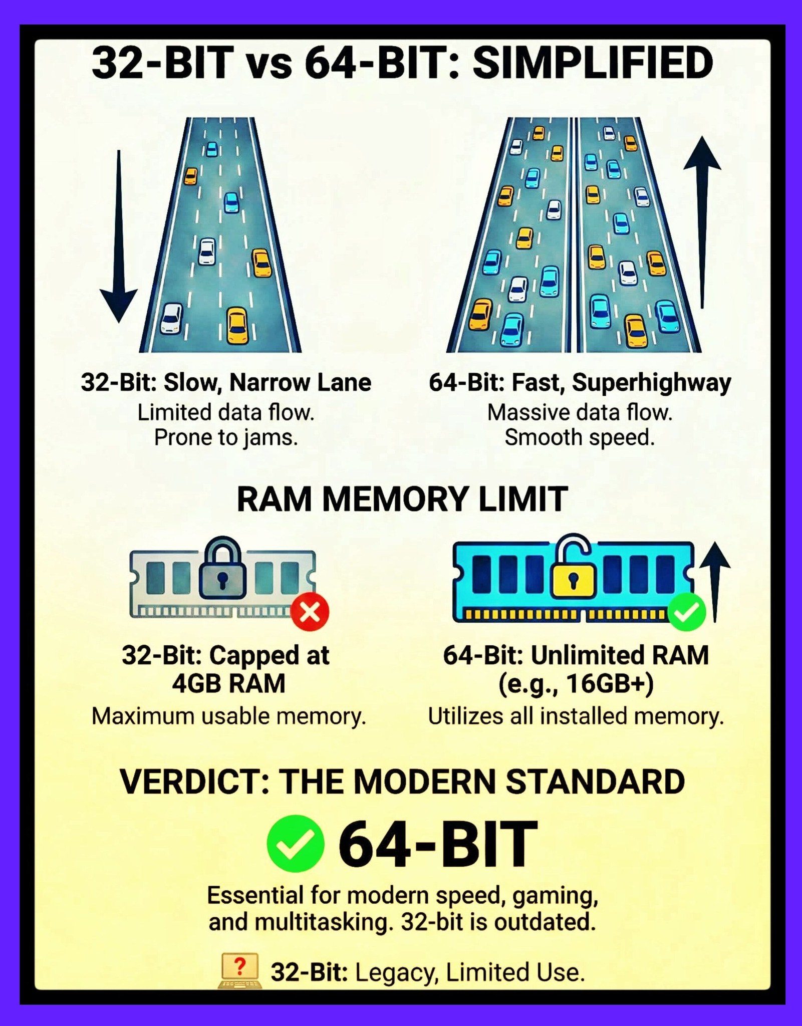 🖥️ 32-Bit vs 64-Bit... - Cyber Security For Computer & AI Hub | Facebook