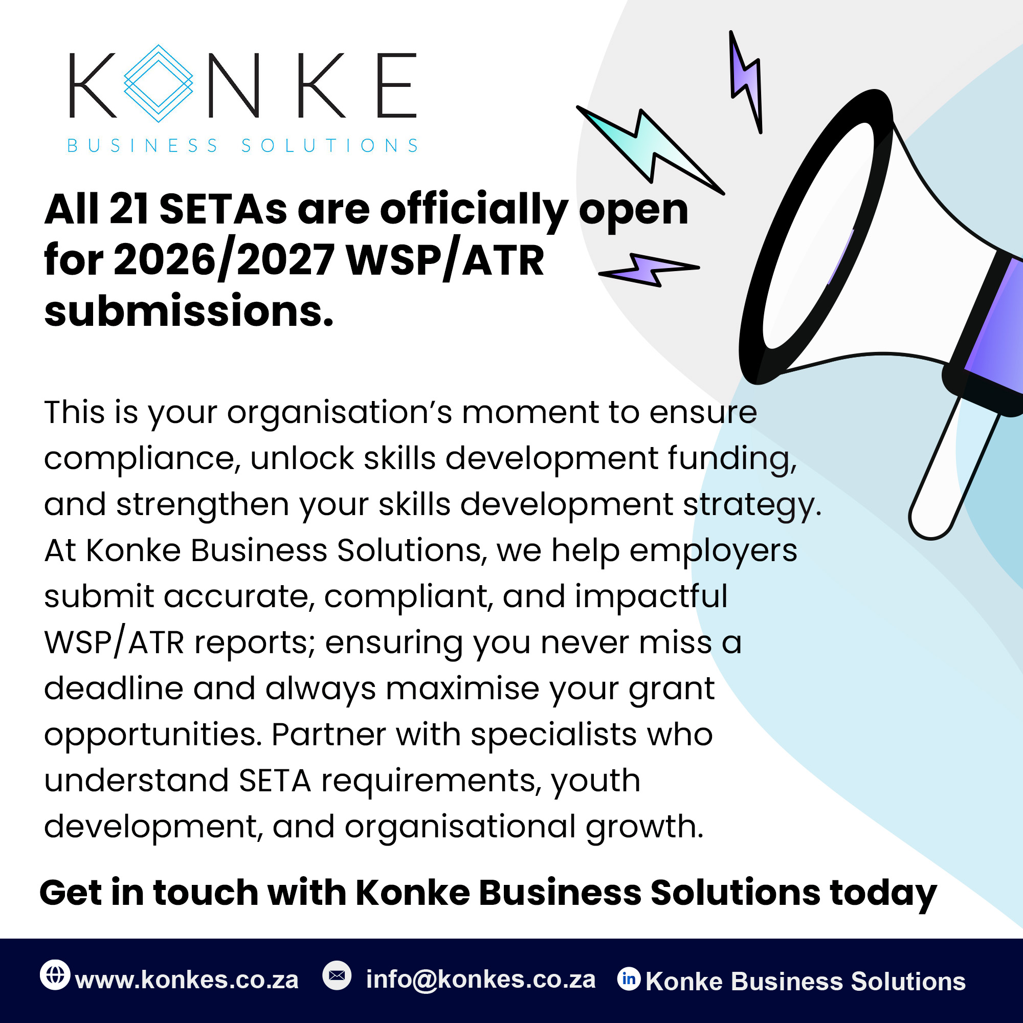 📢 All 21 SETAs are now open for... - Konke Business Solutions | Facebook