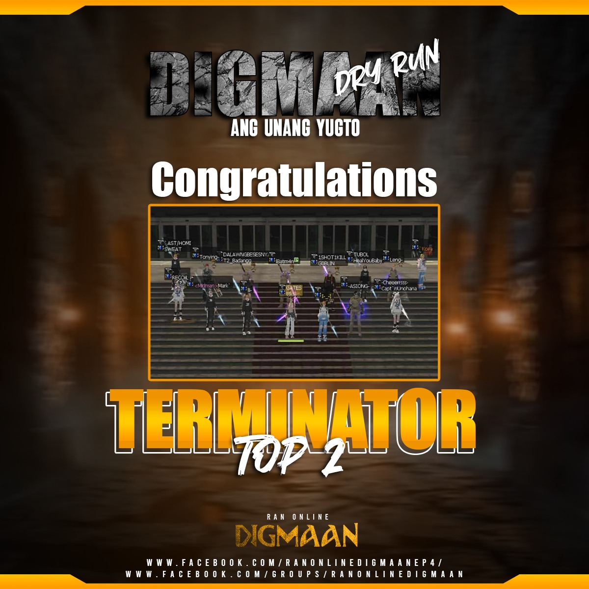 Congratulations to TERMINATOR for... - Ran Online Digmaan | Facebook