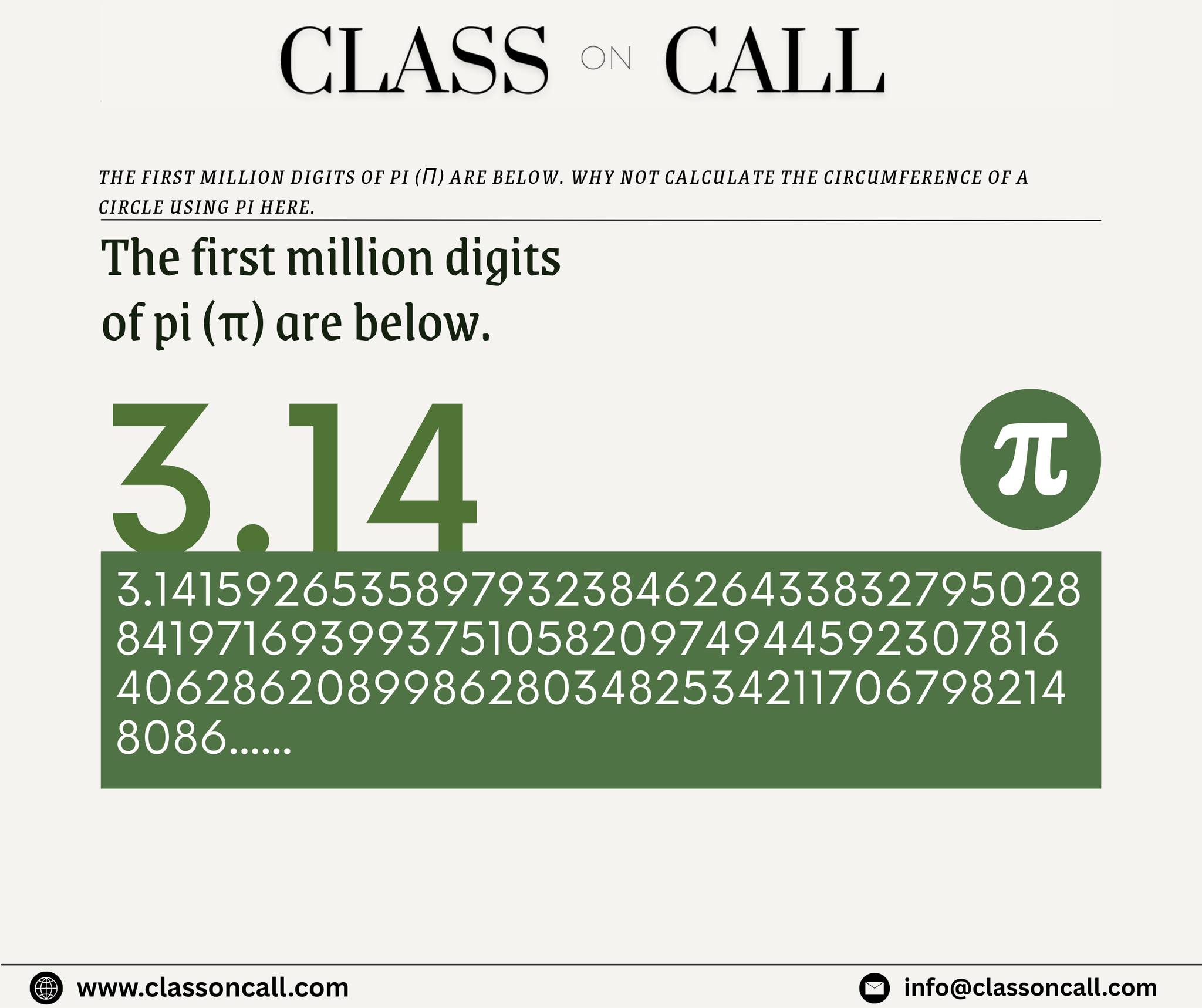 Class On Call - Did You Know? The number π (pi) is an... | Facebook