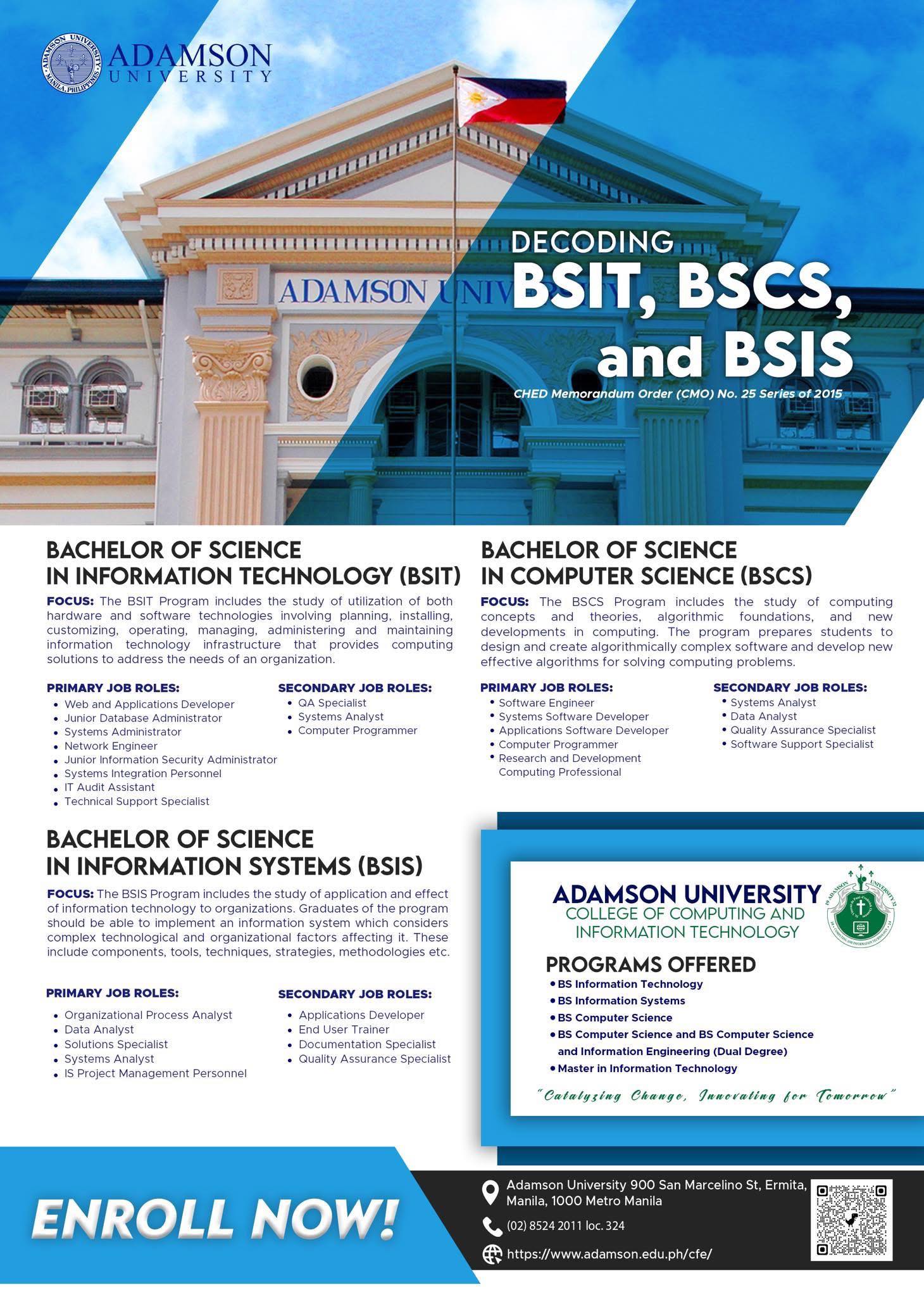 Adamson - Curious about the difference between BSIT, BSCS, and BSIS and ...