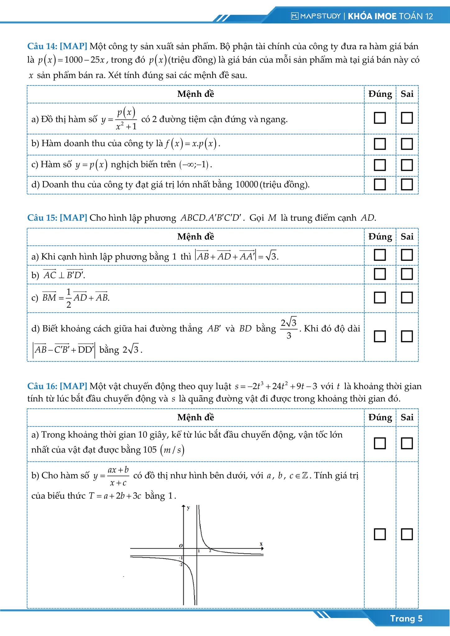 Tổ... - Tổ Toán Mapstudy - Chuyên luyện thi Toán 10,11,12