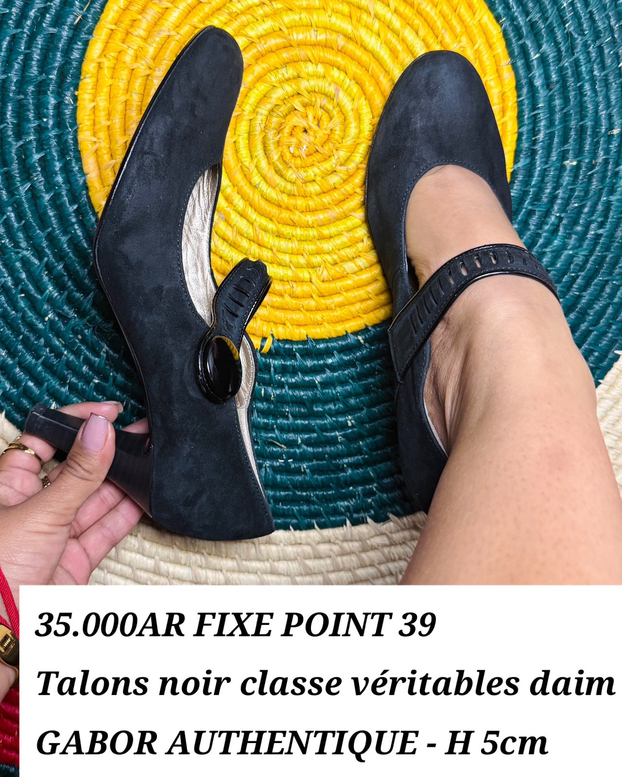 Sandales Gabor En Daim Noir Avec Strass - Pointure 39 (6.5) - Occasion En Superbe état