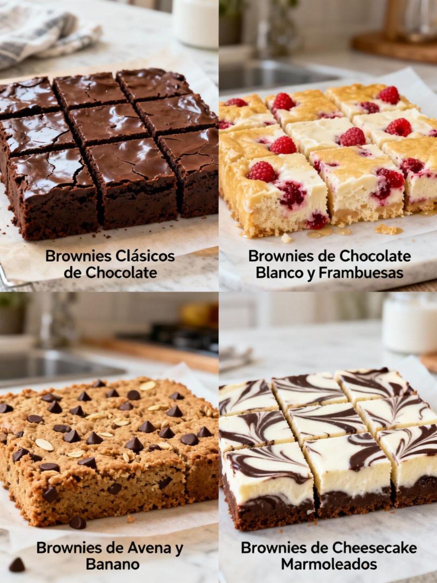 Recetas - 4 recetas caseras de brownies irresistibles, cada una rinde ...