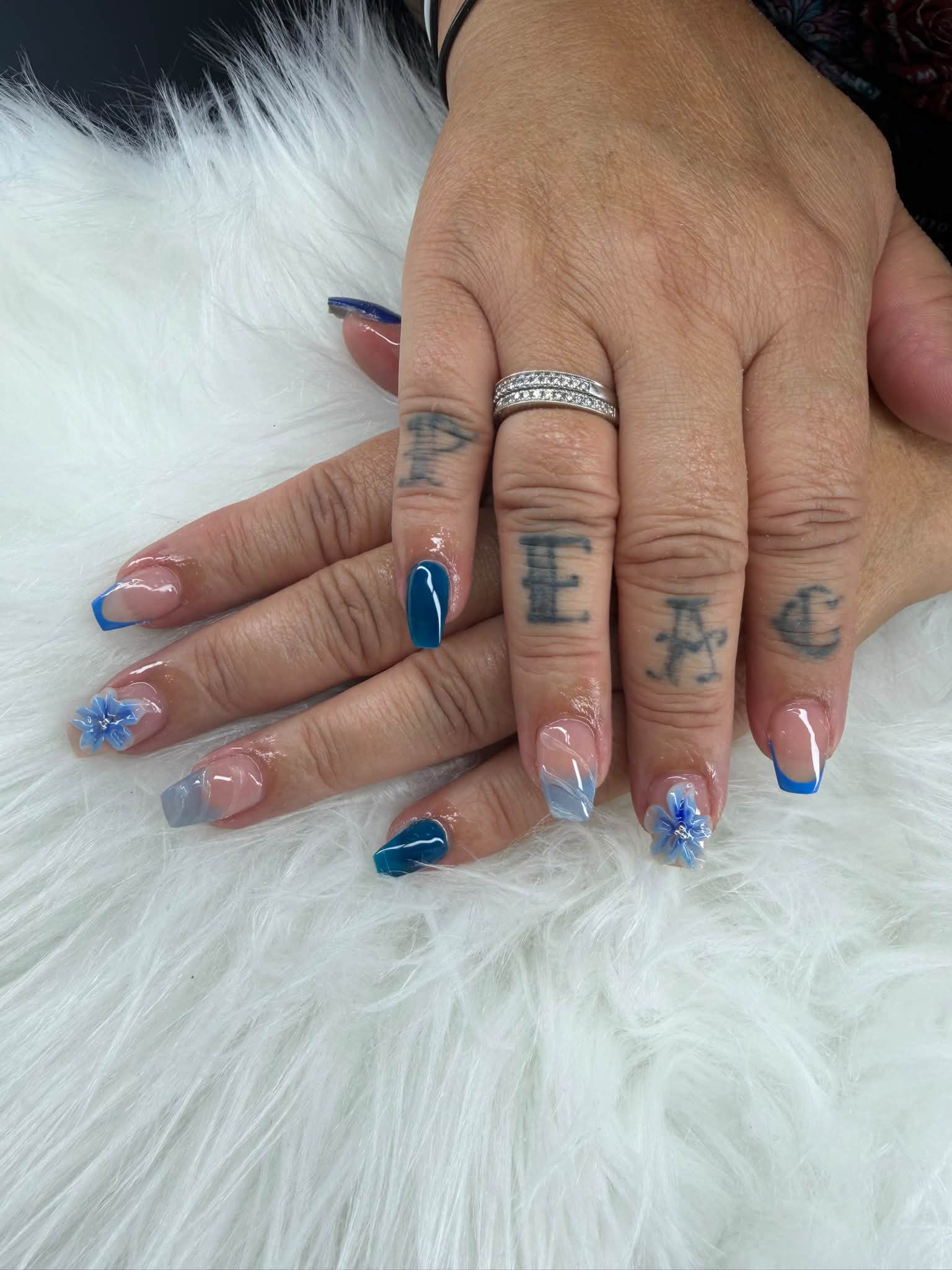 homecoming nail ideas for blue dress Your Is Ready. Your Nails Should Be Too. 💅✨ Moms I'm running a special your teens to have their complete look for homecoming! DM me to book.Im licensed home based nails to match royal blue dress