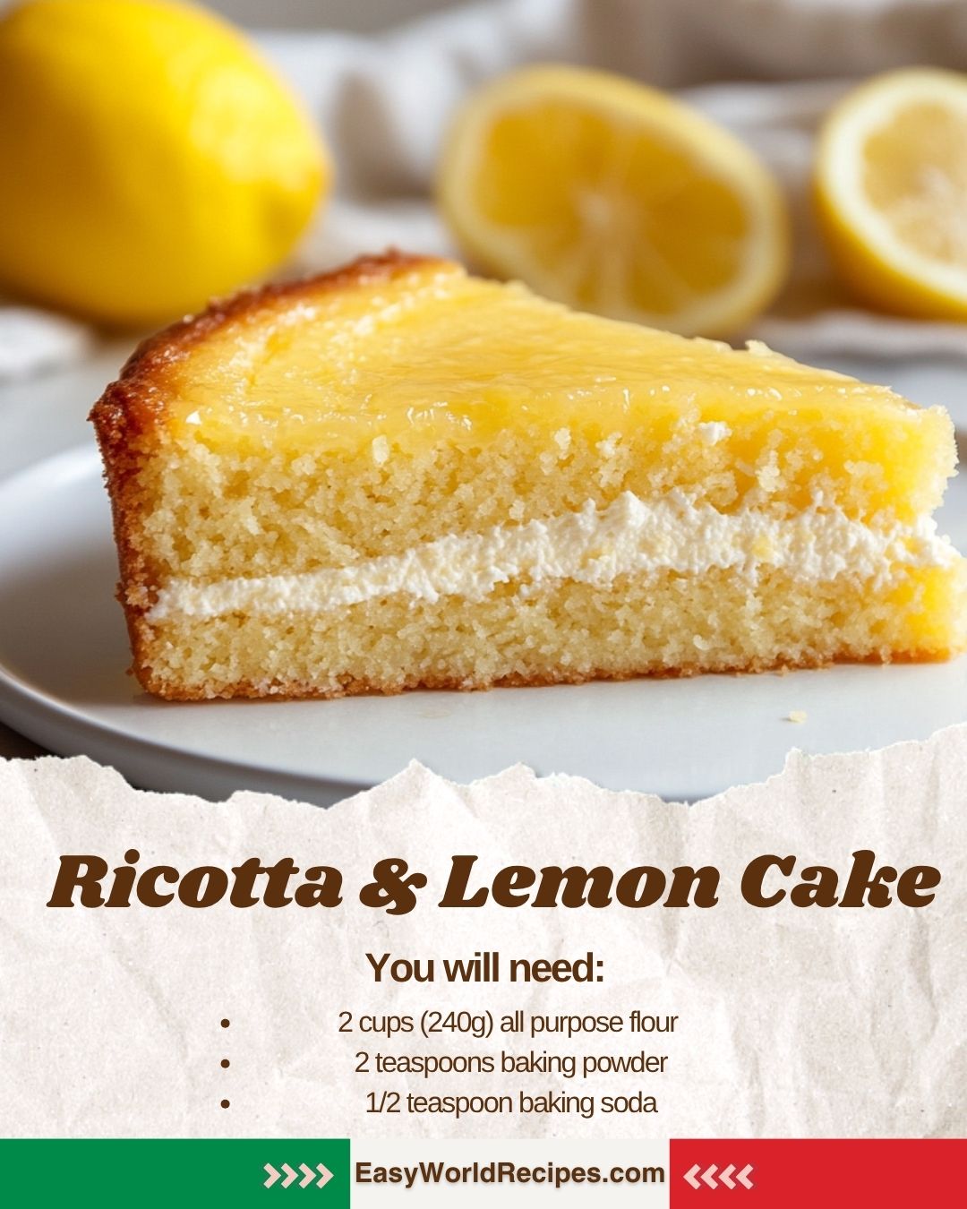 Italian - 🍋 Ricotta & Lemon Cake A light and zesty cake that combines ...