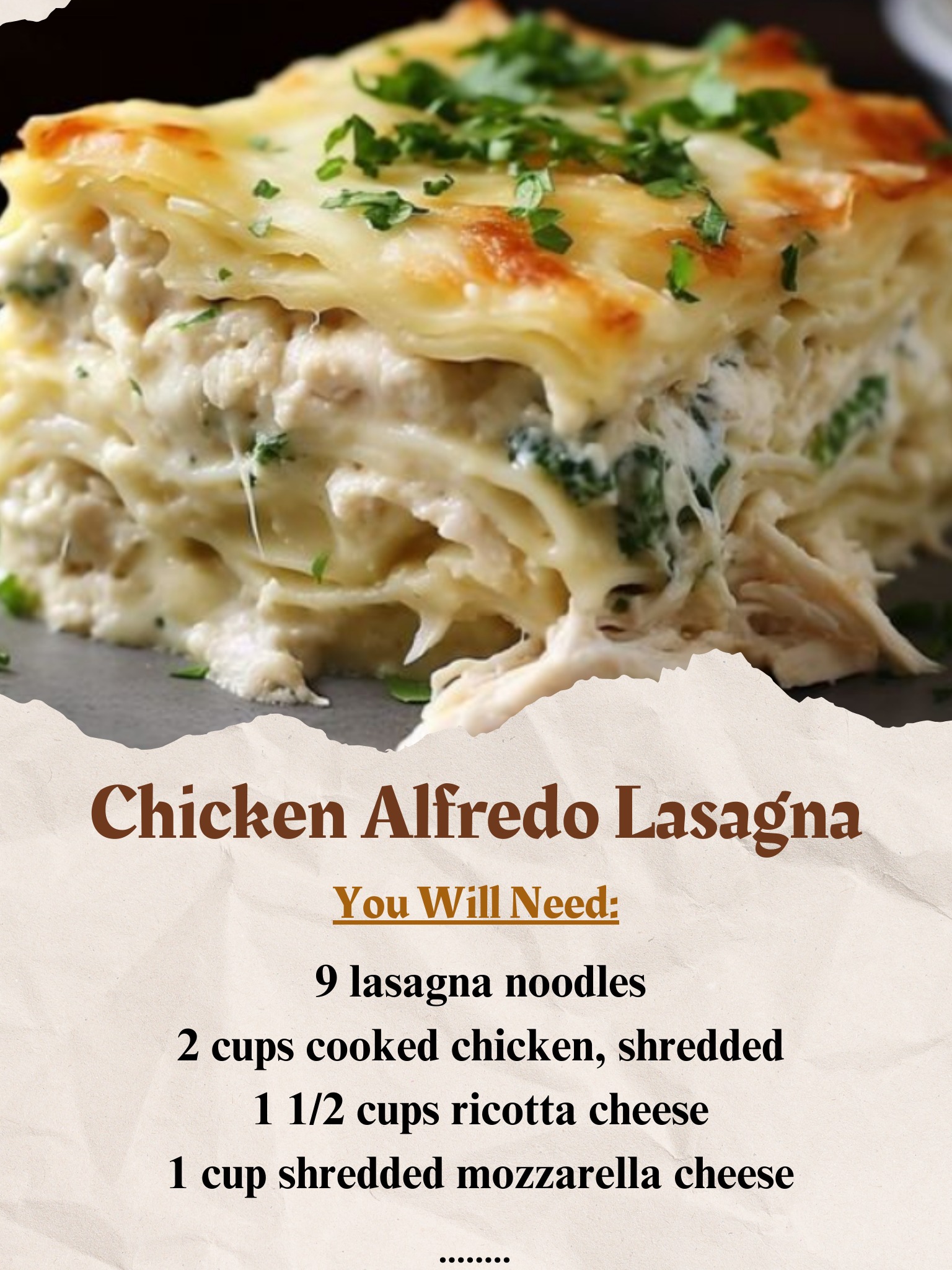 Chicken Alfredo Lasagna Creamy Chicken... - Grandma's Recipes