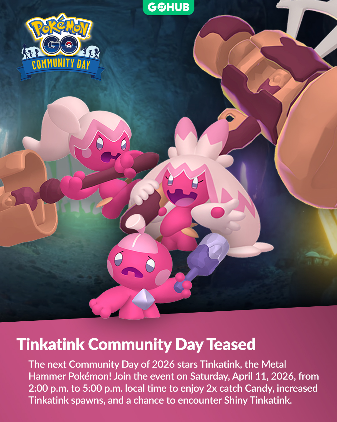 Tinkatink Community Day has been officially teased! 🔨 Full
