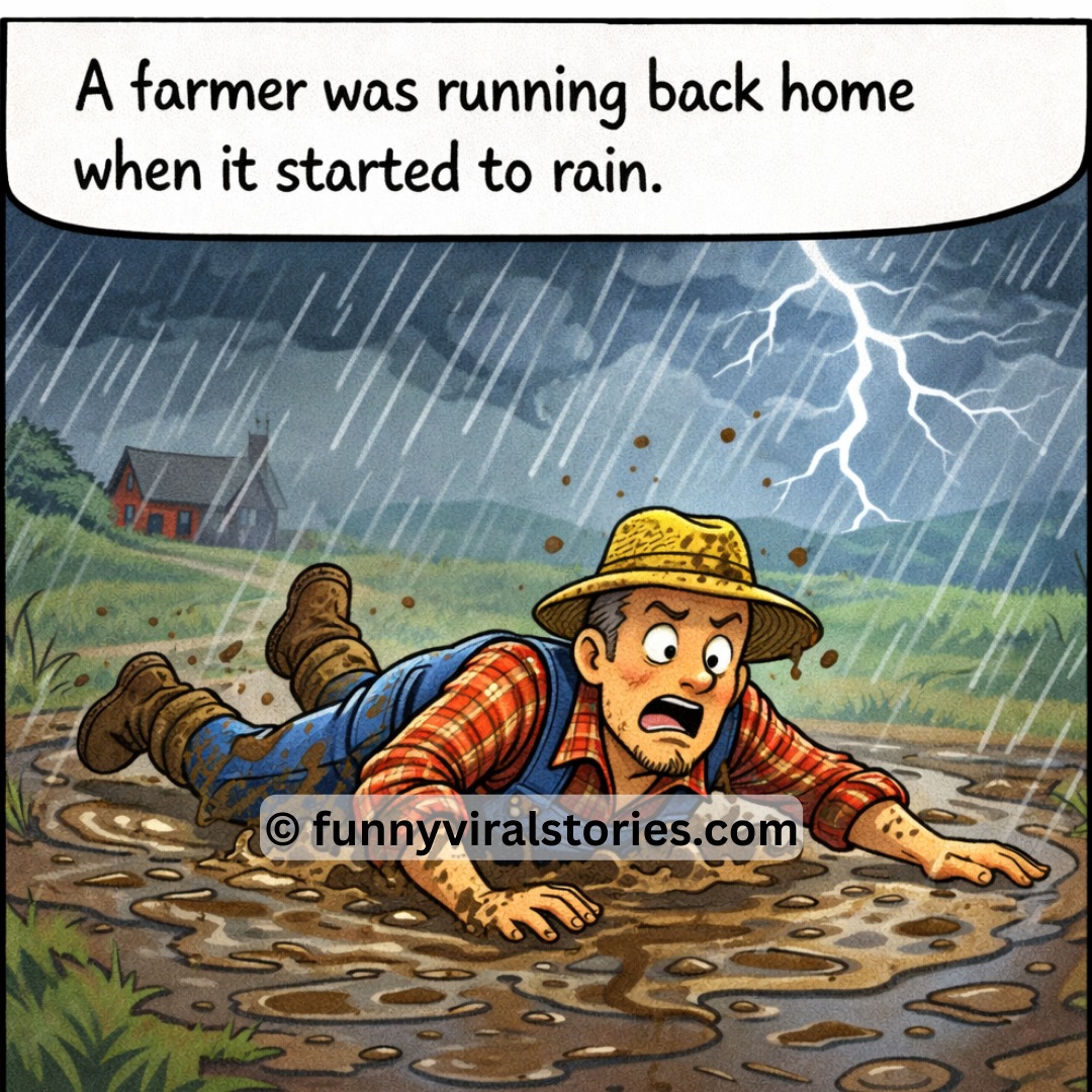 Daily - A farmer was running back home when it started to rain. Then ...