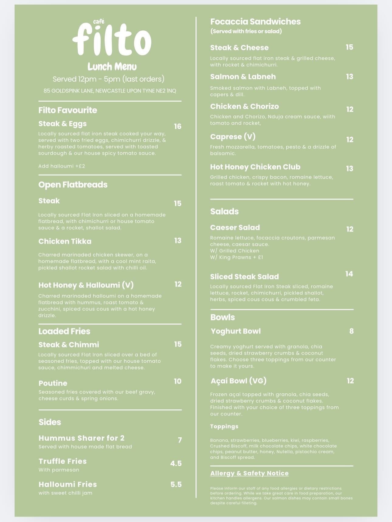 Café Filto - New menus for Filto Sandyford! Sad to say... | Facebook