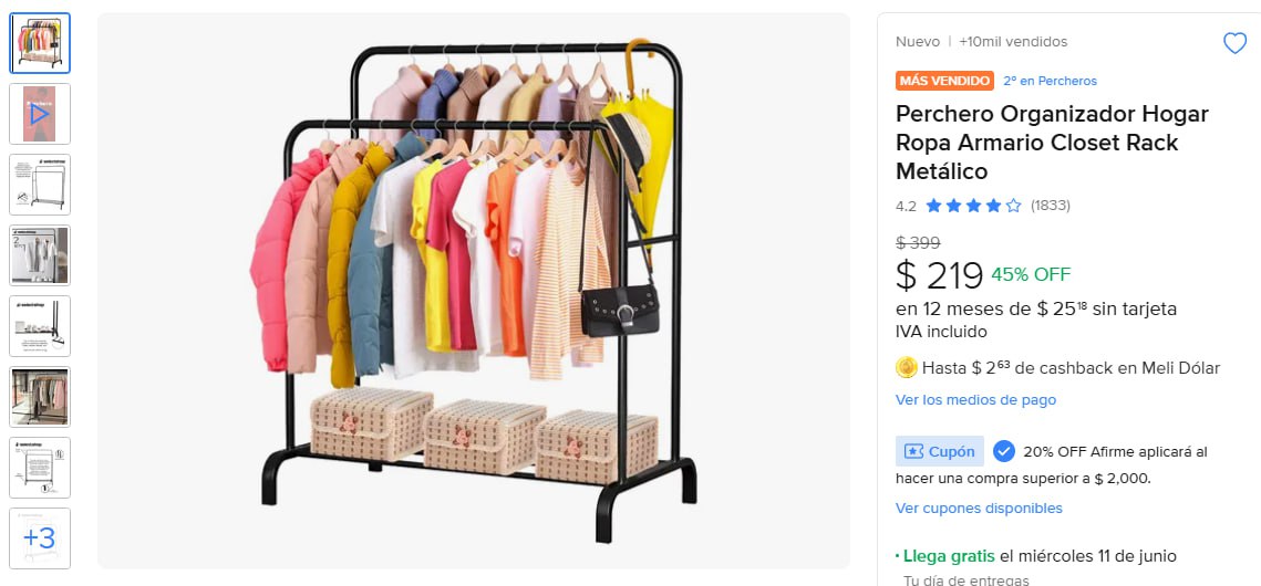 Ofertones - ¡OFERTA IMPERDIBLE! PERCHERO ORGANIZADOR DE ROPA METÁLICO ...