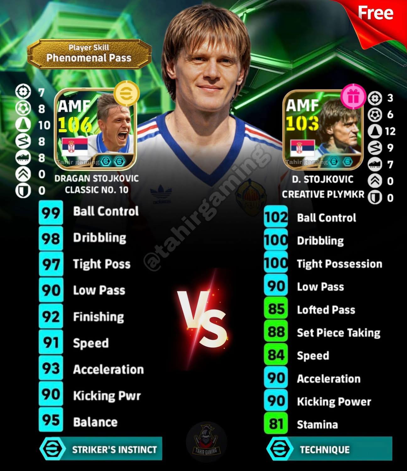 💥 Dragan Stojković — Paid vs Free Card Comparison 💥